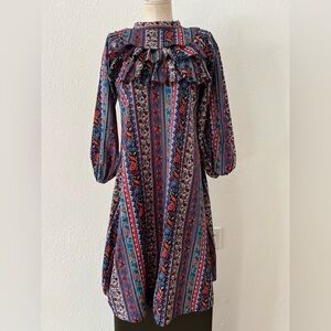 Bohemian Long Sleeve Dress with Ruffle Detail